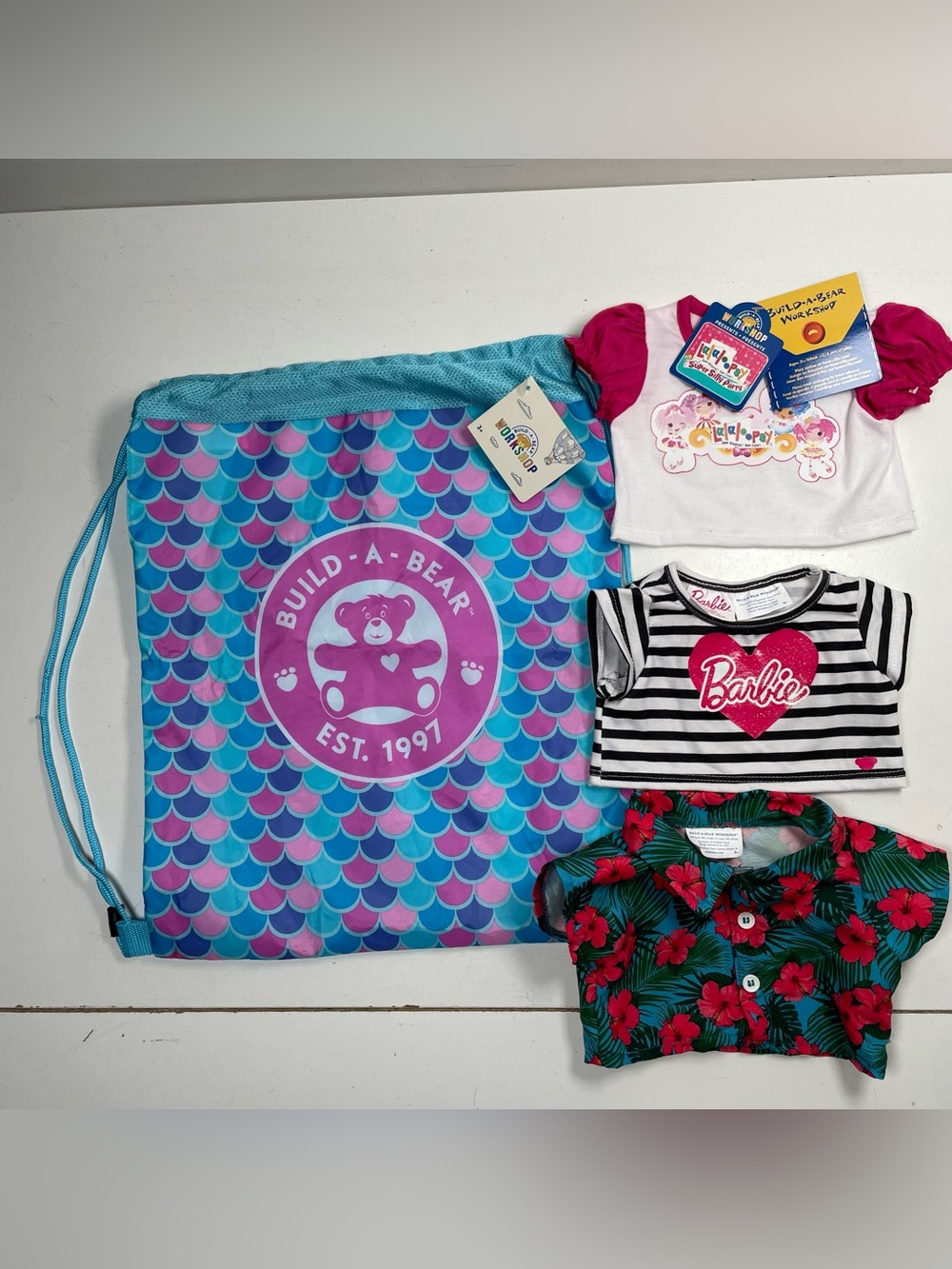 Build A Bear Shirts Lot Carrier Bag Barbie Lalaloopsy Shirt Hawaiian 4pc